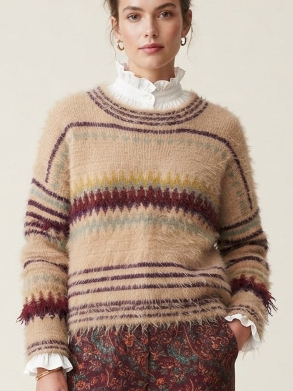 NWOT Free People Festive Fair Isle Sweater Size L